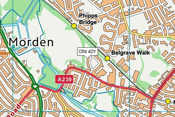 CR4 4DY map - OS VectorMap District (Ordnance Survey)