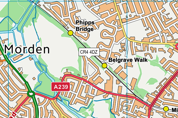 CR4 4DZ map - OS VectorMap District (Ordnance Survey)