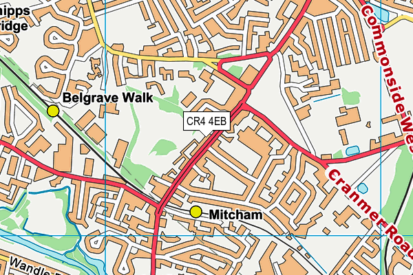 CR4 4EB map - OS VectorMap District (Ordnance Survey)