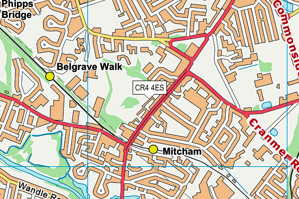 CR4 4ES map - OS VectorMap District (Ordnance Survey)