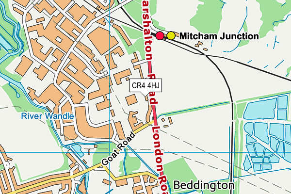 CR4 4HJ map - OS VectorMap District (Ordnance Survey)