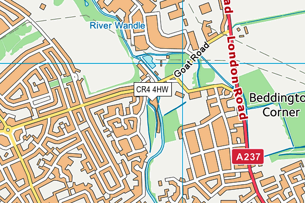 CR4 4HW map - OS VectorMap District (Ordnance Survey)