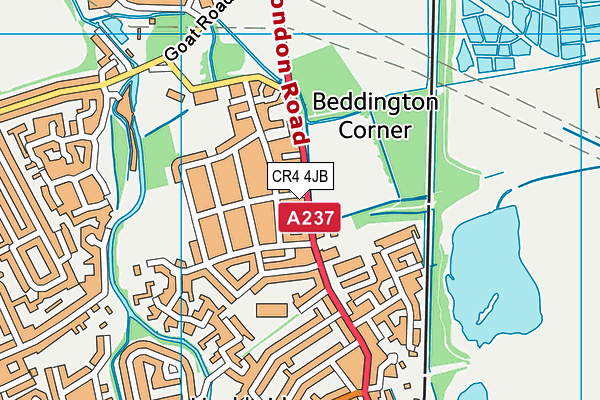 CR4 4JB map - OS VectorMap District (Ordnance Survey)