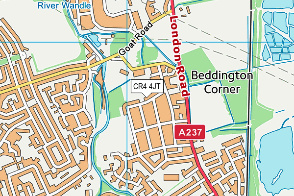 CR4 4JT map - OS VectorMap District (Ordnance Survey)