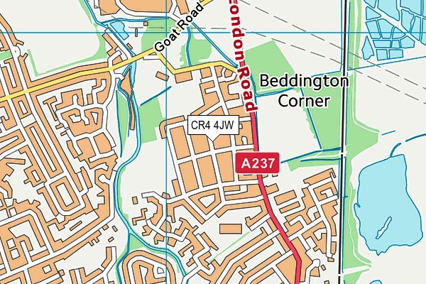 CR4 4JW map - OS VectorMap District (Ordnance Survey)