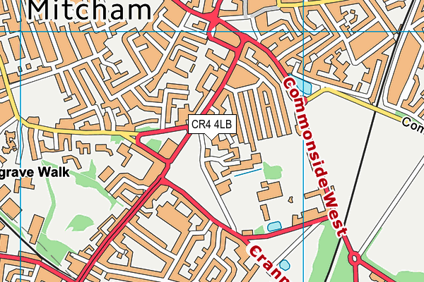 Mitcham Cricket Club map (CR4 4LB) - OS VectorMap District (Ordnance Survey)