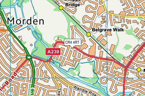 CR4 4RT map - OS VectorMap District (Ordnance Survey)