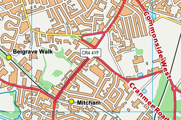 CR4 4YF map - OS VectorMap District (Ordnance Survey)