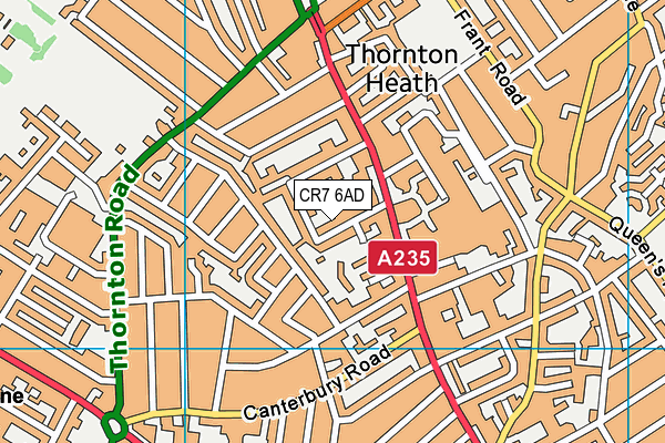 CR7 6AD map - OS VectorMap District (Ordnance Survey)