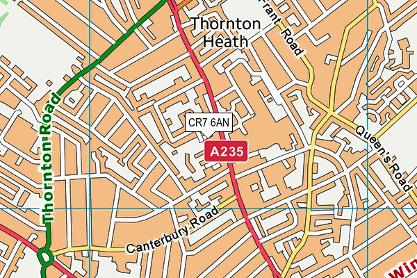 CR7 6AN map - OS VectorMap District (Ordnance Survey)