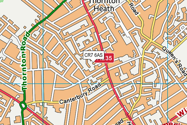 CR7 6AS map - OS VectorMap District (Ordnance Survey)