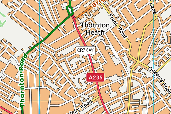 CR7 6AY map - OS VectorMap District (Ordnance Survey)