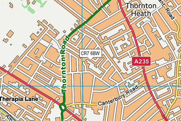 CR7 6BW map - OS VectorMap District (Ordnance Survey)