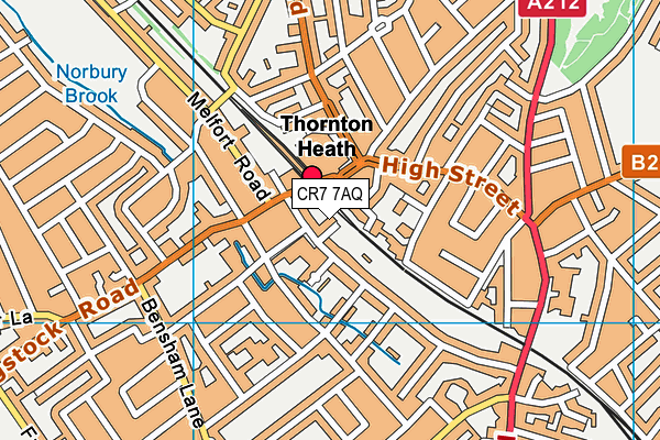 CR7 7AQ map - OS VectorMap District (Ordnance Survey)