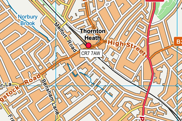 CR7 7AW map - OS VectorMap District (Ordnance Survey)