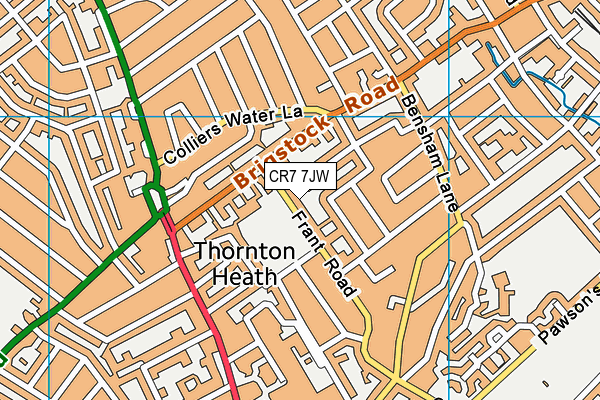 CR7 7JW map - OS VectorMap District (Ordnance Survey)