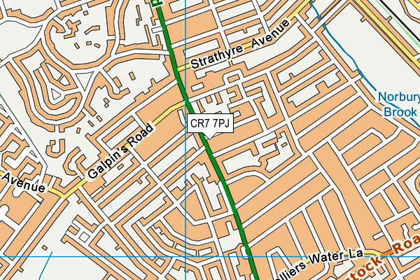 CR7 7PJ map - OS VectorMap District (Ordnance Survey)