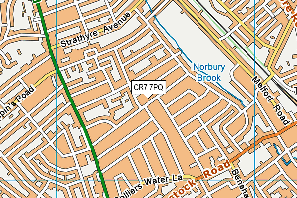 CR7 7PQ map - OS VectorMap District (Ordnance Survey)