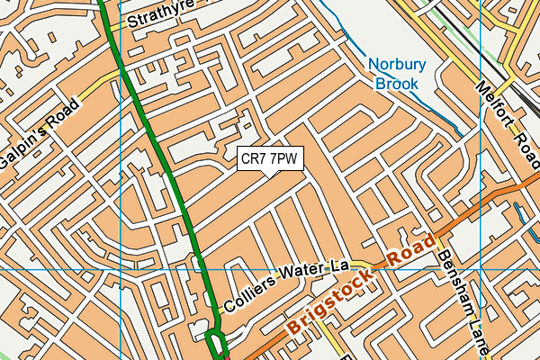 CR7 7PW map - OS VectorMap District (Ordnance Survey)