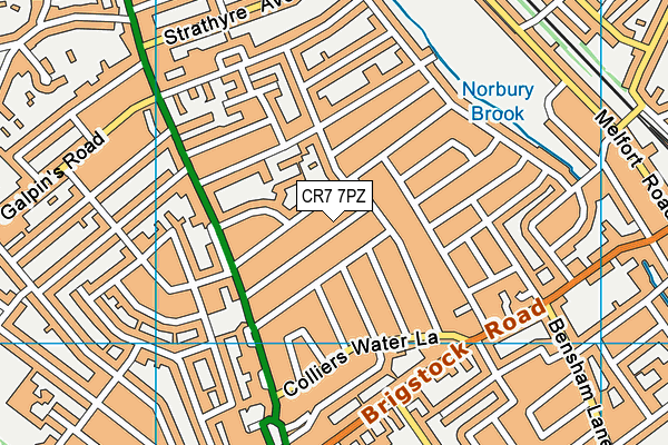 CR7 7PZ map - OS VectorMap District (Ordnance Survey)