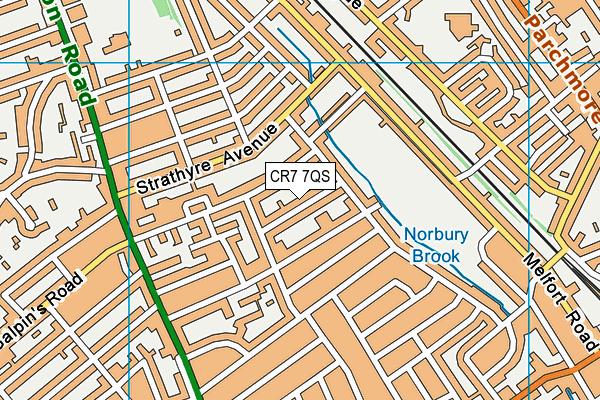 CR7 7QS map - OS VectorMap District (Ordnance Survey)