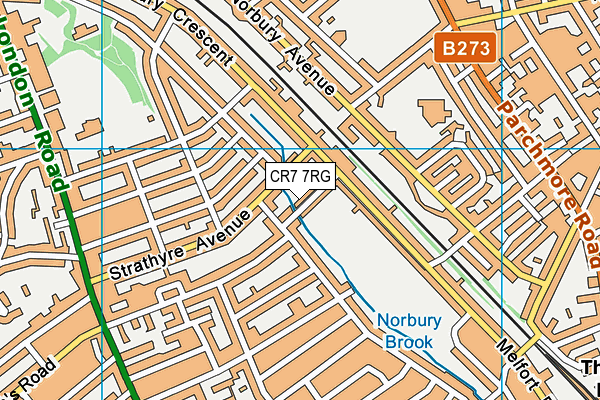 CR7 7RG map - OS VectorMap District (Ordnance Survey)