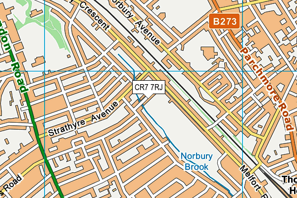 CR7 7RJ map - OS VectorMap District (Ordnance Survey)