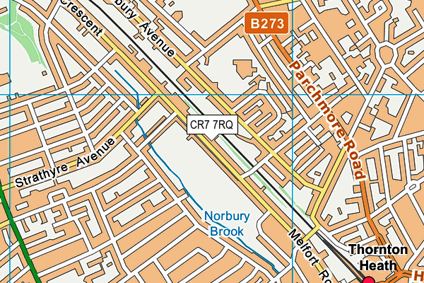 CR7 7RQ map - OS VectorMap District (Ordnance Survey)