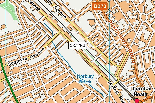 CR7 7RU map - OS VectorMap District (Ordnance Survey)