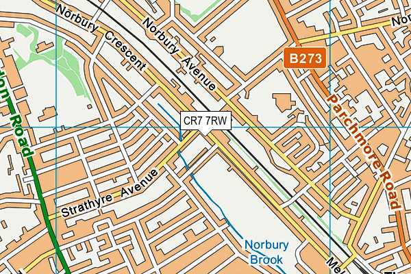 CR7 7RW map - OS VectorMap District (Ordnance Survey)