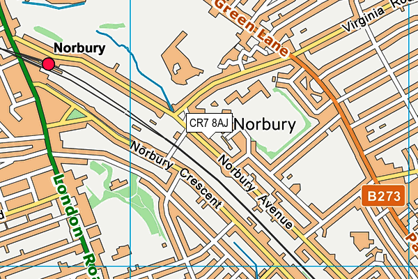 CR7 8AJ map - OS VectorMap District (Ordnance Survey)