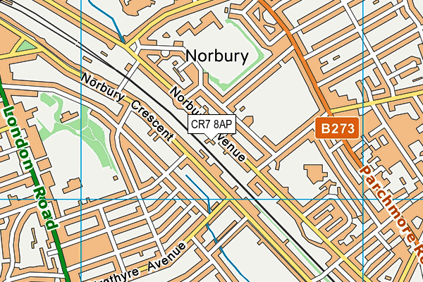 CR7 8AP map - OS VectorMap District (Ordnance Survey)