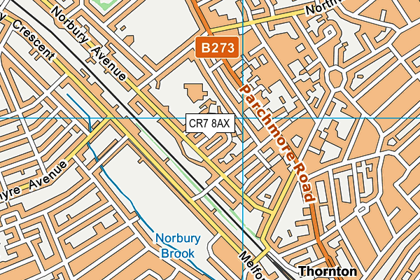 CR7 8AX map - OS VectorMap District (Ordnance Survey)