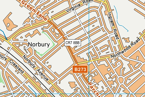 CR7 8BB map - OS VectorMap District (Ordnance Survey)