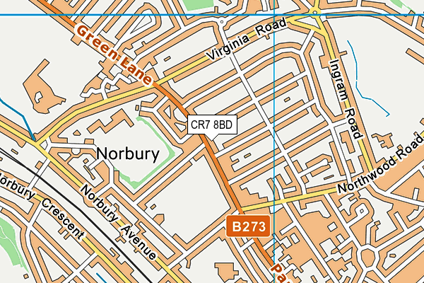 CR7 8BD map - OS VectorMap District (Ordnance Survey)