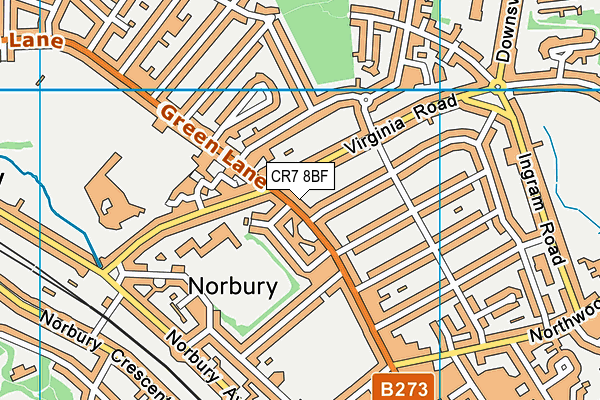 CR7 8BF map - OS VectorMap District (Ordnance Survey)