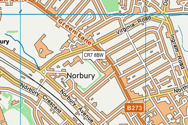 CR7 8BW map - OS VectorMap District (Ordnance Survey)