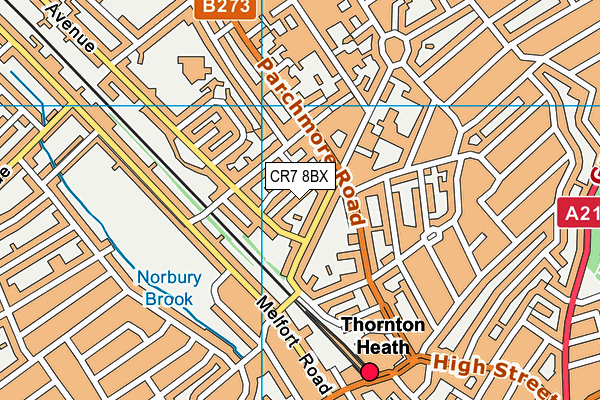 CR7 8BX map - OS VectorMap District (Ordnance Survey)