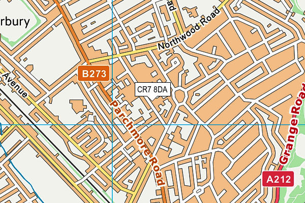 CR7 8DA map - OS VectorMap District (Ordnance Survey)
