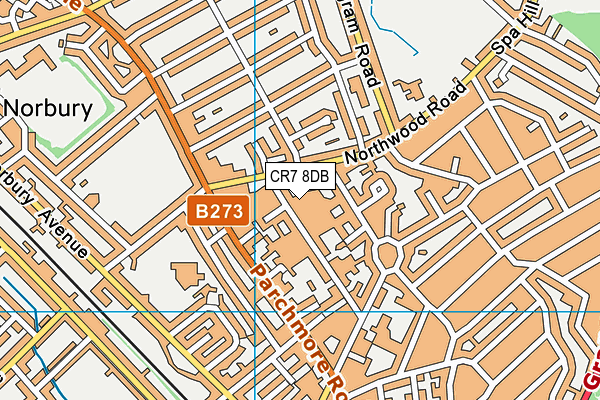 CR7 8DB map - OS VectorMap District (Ordnance Survey)