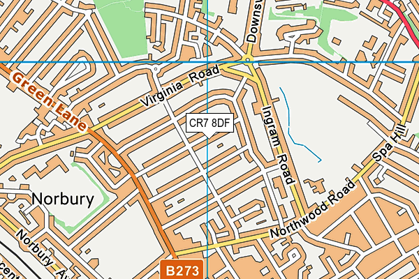 CR7 8DF map - OS VectorMap District (Ordnance Survey)