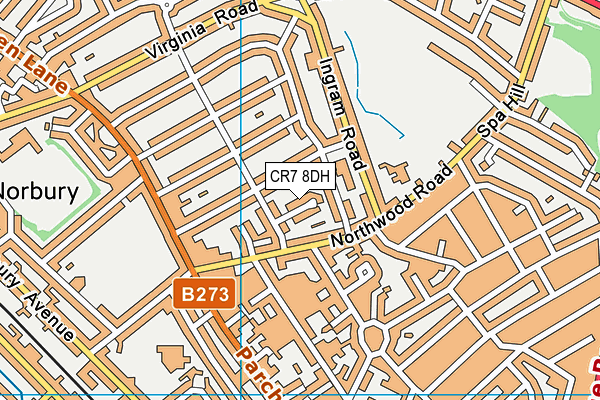 CR7 8DH map - OS VectorMap District (Ordnance Survey)