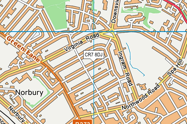 CR7 8DJ map - OS VectorMap District (Ordnance Survey)