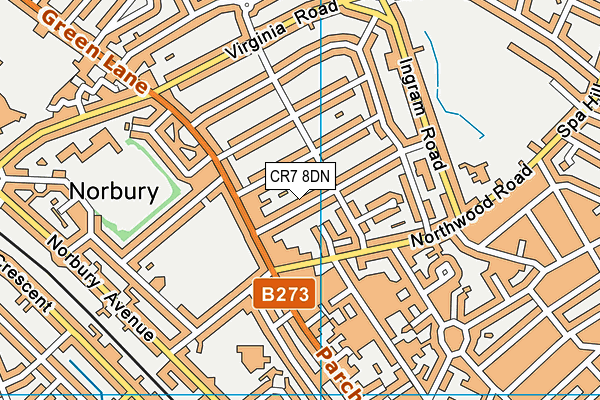 CR7 8DN map - OS VectorMap District (Ordnance Survey)