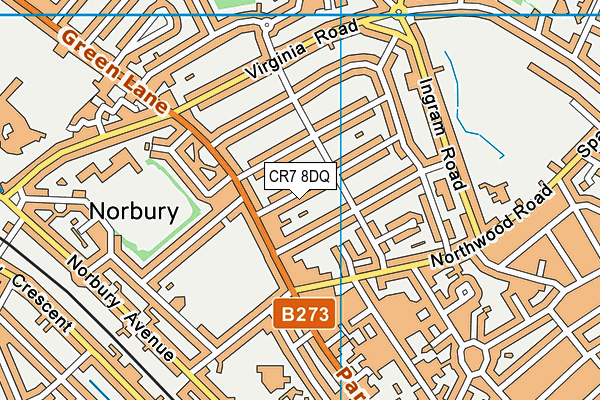 CR7 8DQ map - OS VectorMap District (Ordnance Survey)