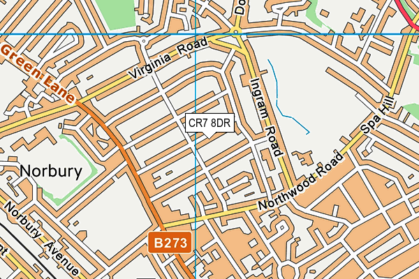 CR7 8DR map - OS VectorMap District (Ordnance Survey)