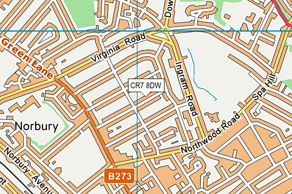 CR7 8DW map - OS VectorMap District (Ordnance Survey)