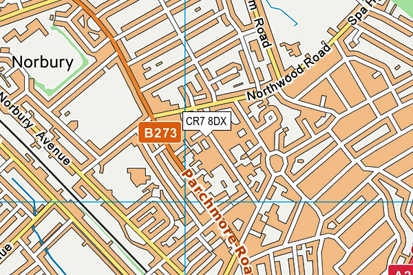 CR7 8DX map - OS VectorMap District (Ordnance Survey)