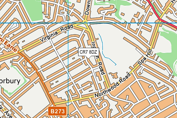 CR7 8DZ map - OS VectorMap District (Ordnance Survey)