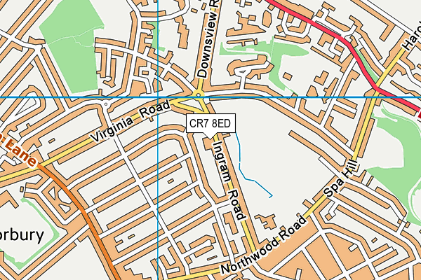 CR7 8ED map - OS VectorMap District (Ordnance Survey)